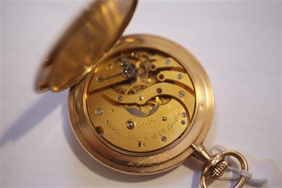 An early 20th century 14ct gold Patek Philippe & Co hunter keyless dress pocket watch,